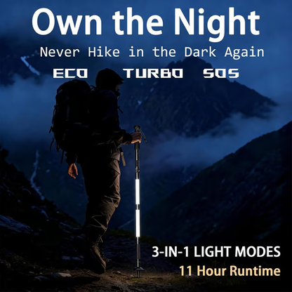 📢📢50% KORTING!! & GRATIS VERZENDING⏰Lichtgevende Tactische Trekkingstokken – LED Lichtgewicht Opvouwbare Wandelstokken🌄