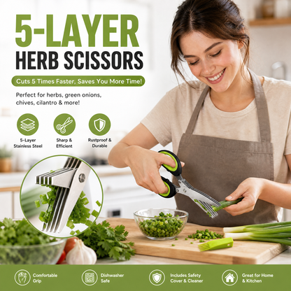 😱✂️ Deze schaar knipt 5 sneden tegelijk! Maak van lente-ui, koriander, chili en zelfs zeewier in één keer haarscherpe sliertjes. Geen mes, geen gehannes. 50% KORTING!