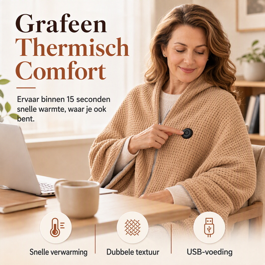 ☀️Draagbare Elektrische Verwarmde Omslagdoek☀️ – 15 Sec Snelle Warmte met 3 Temperaturen – Ideaal voor Thuis, Kantoor, Reizen & als Cadeau ⚡