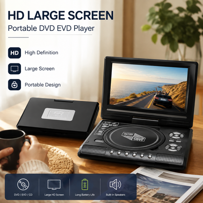 📺 Draagbare 7,8 inch HD dvd-/evd-speler – Groot scherm, oplaadbaar en compatibel met dvd/cd/usb/sd – Perfect voor thuis en op reis 🔥 50% korting