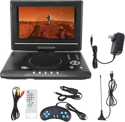 9.8 Inch Portable DVD Player, Full HD 1080P Playback, Swivel Screen, Dual Speakers, Remote Car DVD Player Support USB Input AV Output Multiple Disc Formats, Black (SanpylerFJft-13)
