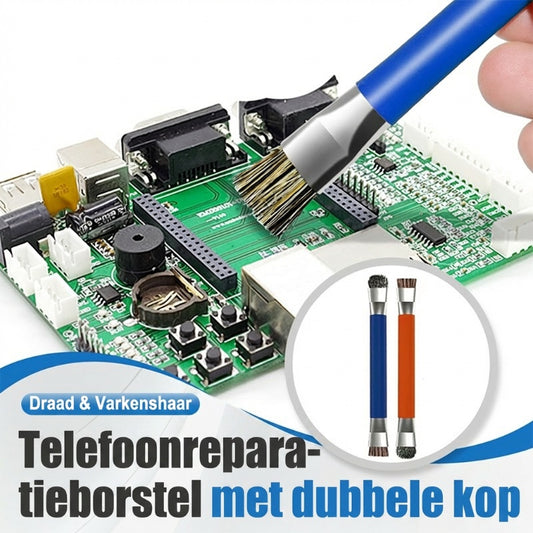 Dubbelkoppige Telefoon Reparatie Borstel met Staaldraad & Varkenshaar