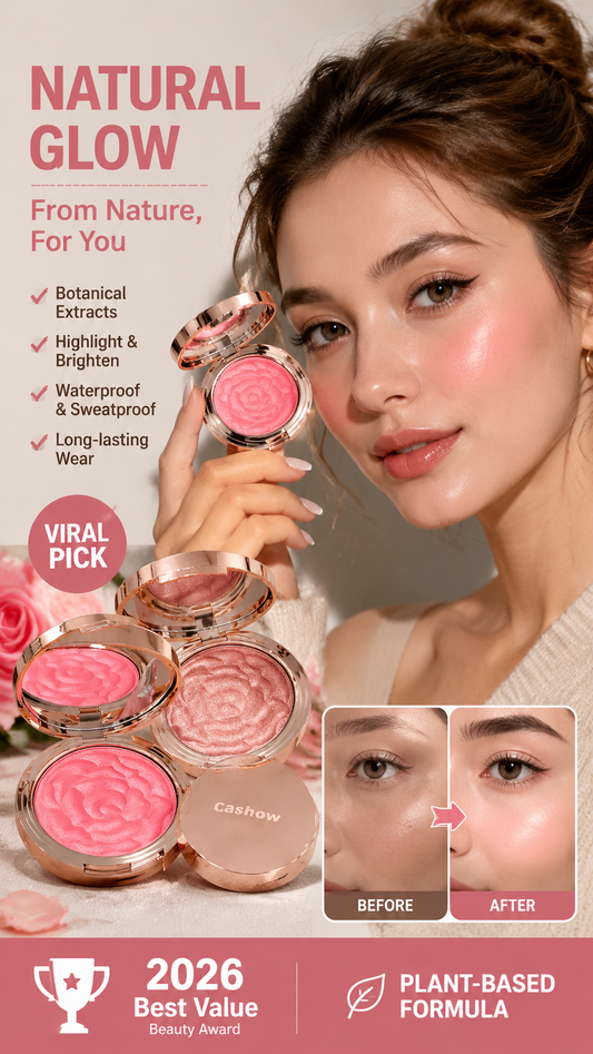 Flower Knows Strawberry Rococo Embossed Blush, Mauve Berry Rose Matte Powder Blush voor de wangen, opbouwbare en blendbare gezichtsmake-up