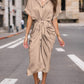 💖Dames Satijnen Button Down Jurk
