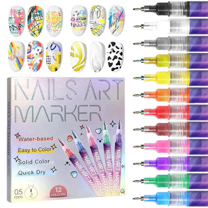 🌈🎁Hot Sale 50% KORTING⏳🎨12 kleuren Nail Art Pens Set💅
