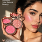 Flower Knows Strawberry Rococo Embossed Blush, Mauve Berry Rose Matte Powder Blush voor de wangen, opbouwbare en blendbare gezichtsmake-up