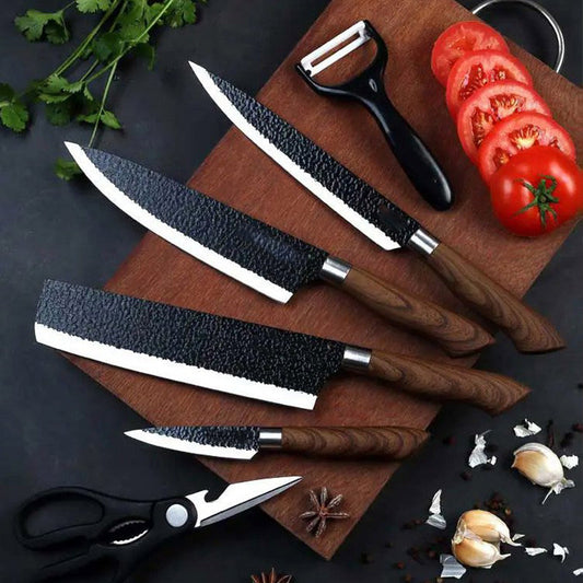 🎅Christmas Specials 62% OFF🎁🎄Professional Stainless Steel Kitchen Knife Set（chef's knife, meat knife, utility knife,fruit knife,kitchen scissors, peeler.）