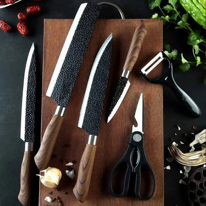 🎅Christmas Specials 62% OFF🎁🎄Professional Stainless Steel Kitchen Knife Set（chef's knife, meat knife, utility knife,fruit knife,kitchen scissors, peeler.）