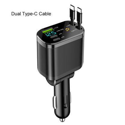 🚗🔌🎵 2-in-1 Auto Oplader & Bluetooth-speler – Snelladen, Dubbele Intrekbare Kabels & Starlight Ambiance (Universeel Compatibel)!