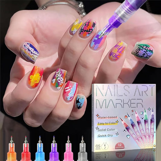 🔥Laatste Dag Promotie 60% KORTING🔥 ✨12 Kleuren Nail Art Pens Set