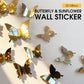 3D Mirror Butterfly & Sunflower Wall Sticker