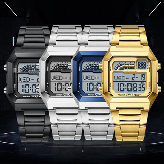 Unisex Vierkante Digitale Horloge met Lichtgevend Display