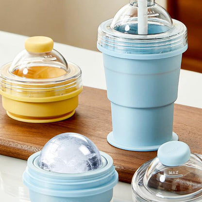 🥤 Opvouwbare IJsbalbeker | Altijd genieten van ijskoude drankjes, 2-in-1 voor ijs maken en drinken 🧊