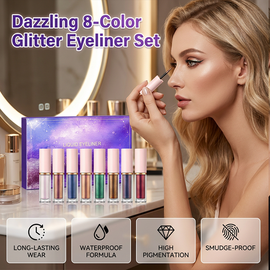 Set van 8 glitter vloeibare eyeliners