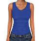 Dames tanktop met V-hals en ribbels