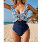 🏖️Zomeruitverkoop 50% korting🌊 Aqua Eve corrigerend badpak voor dames💃Flatterende V-hals🩱Geplooid afslankend ontwerp🌸Elegante ruches en chique uitsnijdingen 💕