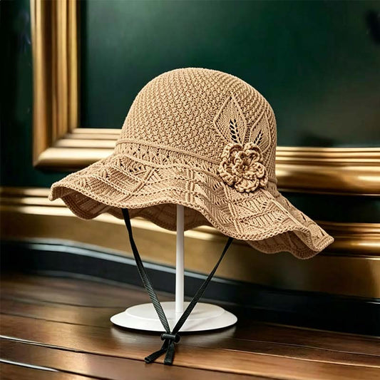 🥳ZOMERUITVERKOOP🥳💞Meer dan 50.000 verkocht!💥50% korting! 🔥Gehaakte bucket hat voor dames met bloemaccent
