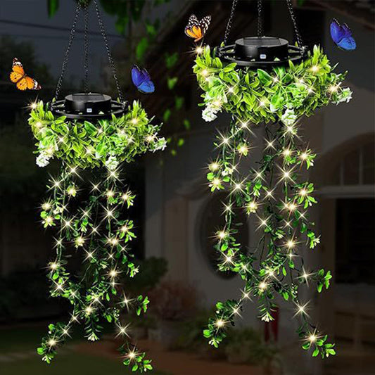 💎 OP ZONNE-ENERGIE WERKENDE HANGENDE MILAN GRAS LAMP! 💎 Levensechte bladeren, automatische aan/uit-functie en IP65 waterdicht ✨