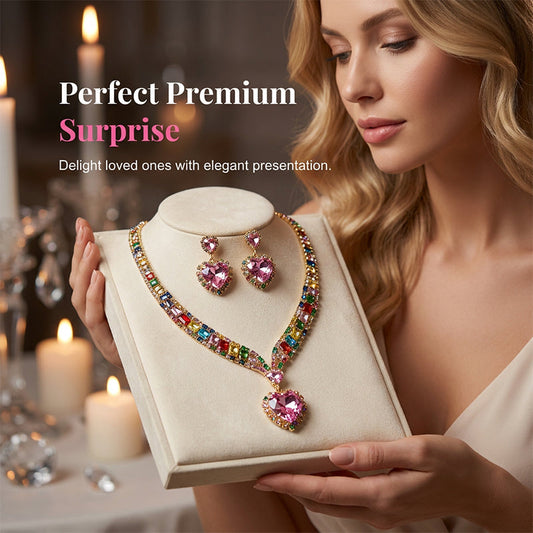 Fonkelende Hart Ketting & Oorbellen Set