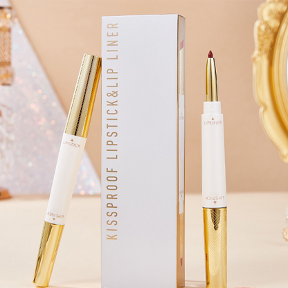2-in-1 langhoudende lipstick met dubbele punt en lipliner
