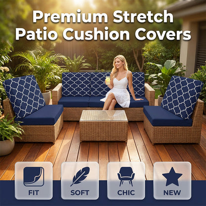 📢📢【Aanbieding】⏰Premium Stretch Kussenhoes Terras | 23x20x3 cm | Spatbestendig🛋️