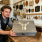 Houten jachtherinneringsdoos