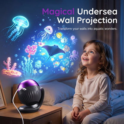 Nachtlampje met oceaan- en sterrenhemelprojector en muziek voor de kinderkamer