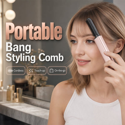 💇‍♀️✨ 50% KORTING! Alsof je een onzichtbare kapper in je tas hebt die elke ochtend je pony in 1 minuut strak en glad tovert! Draadloos, zachte warmte, en nooit meer wachten op je stijltang.