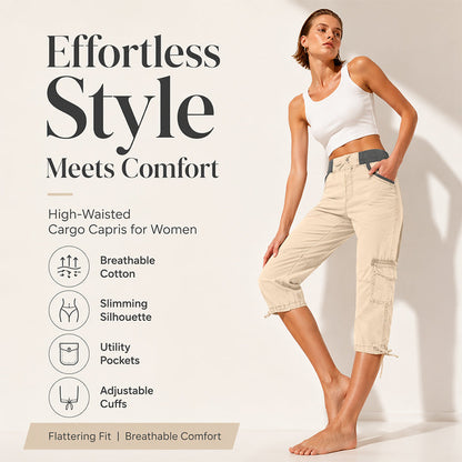 Cargo-capribroek met hoge taille voor dames