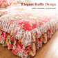 🌸 -50% ! 🛏️ 3-Delig Bloemen Bedrok Set met Ruches – Hoogdichtheid Katoenmix – 5 Maten – Bedrok + 2 Kussenslopen voor Slaapkamer 🌷