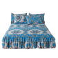 🌸 -50% ! 🛏️ 3-Delig Bloemen Bedrok Set met Ruches – Hoogdichtheid Katoenmix – 5 Maten – Bedrok + 2 Kussenslopen voor Slaapkamer 🌷
