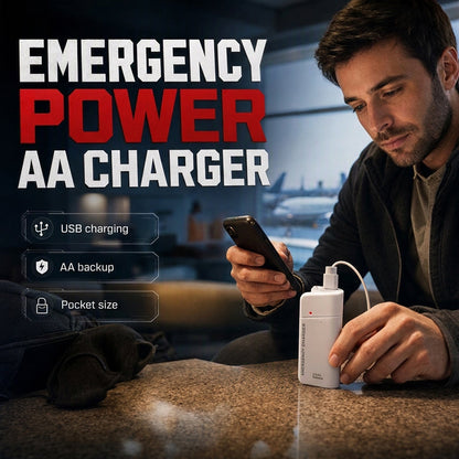 📢📢50% OFF !! ⏰Portable Emergency Phone Charger AA Battery Powered Power Bank with LED Flashlight