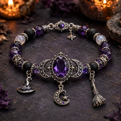 Gotische paarse strass Halloween-armband