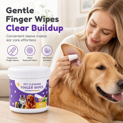 🐾 Pet Finger Cleaning Wipes – Vingerdoekjes voor Gerichte Dagelijkse Verzorging van Hond & Kat