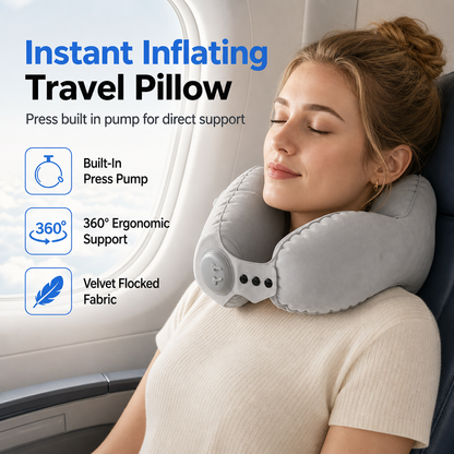 Portable Inflatable U-Shaped Travel Neck Pillow