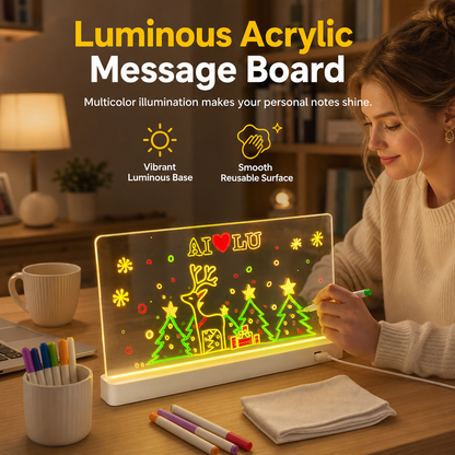 Oplaadbaar, verlicht acryl-whiteboard met ledverlichting – uitwisbaar notitiebord met standaard voor berichten of prijsaanduidingen