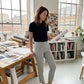 ⏰🎁Hoge elastische broek voor dames met zakken met ritssluiting